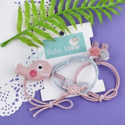 Whale Rubber Bands Hair Accessories 3 Pcs - Pink