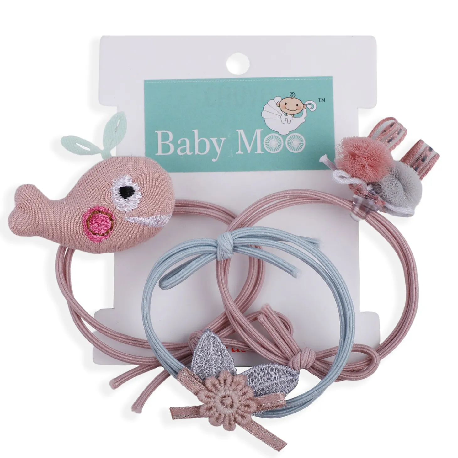 Whale Rubber Bands Hair Accessories 3 Pcs - Pink