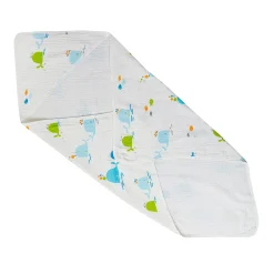 Whales Cotton Hooded Wrapper White