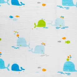 Whales Cotton Hooded Wrapper White