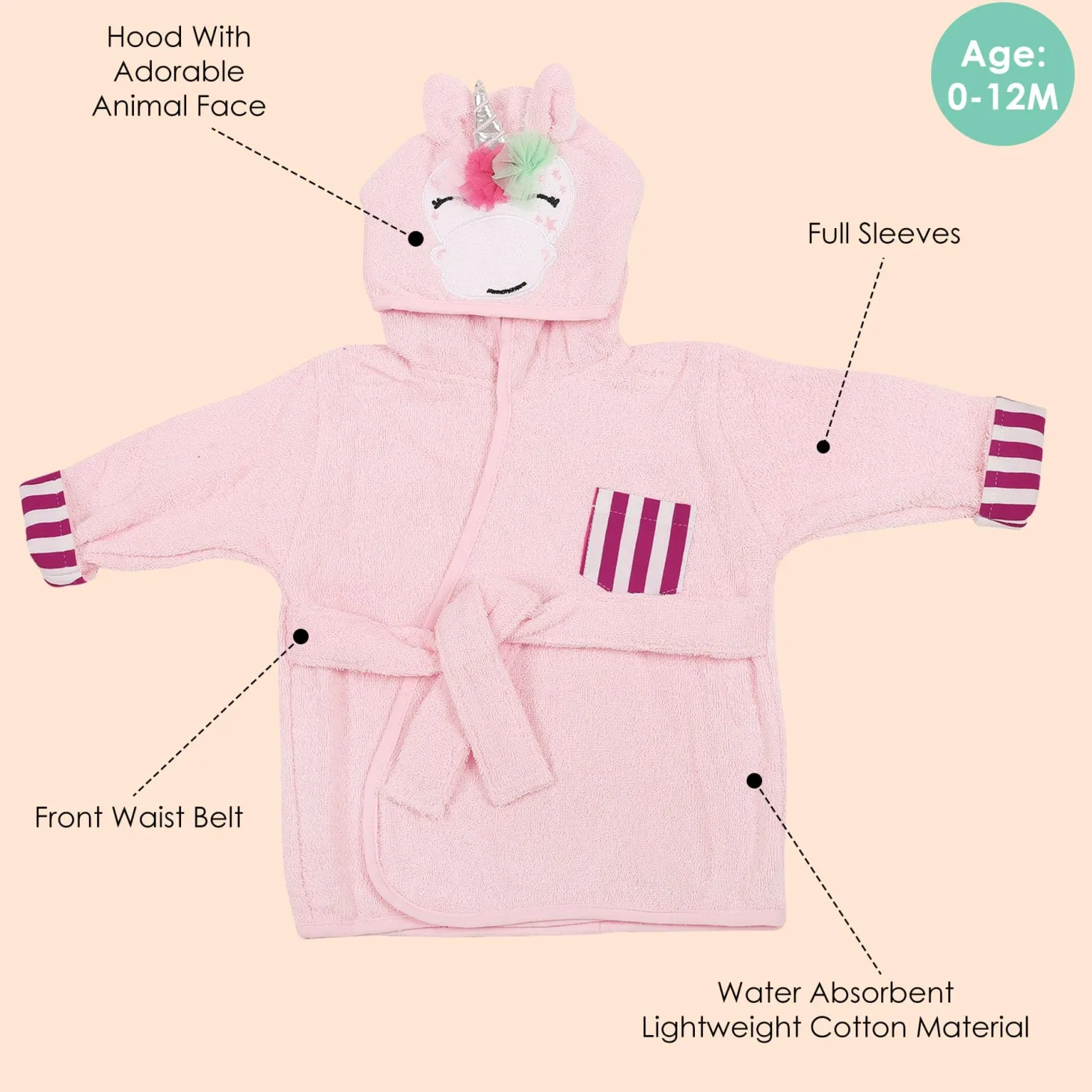 Whimsical Unicorn Pink Bathrobe