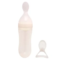 White 90 Ml Squeeze Bottle Feeder With Dispensing Spoon