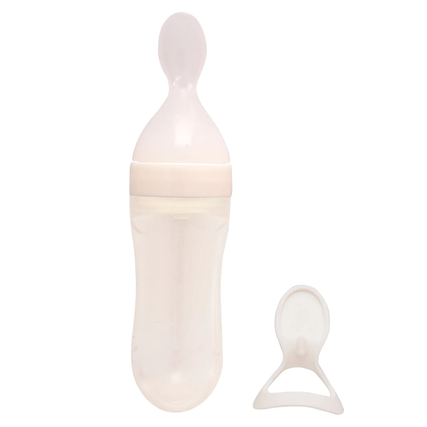 White 90 Ml Squeeze Bottle Feeder With Dispensing Spoon