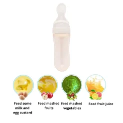 White 90 Ml Squeeze Bottle Feeder With Dispensing Spoon