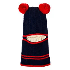 Winter Monkey Cap Woollen Hat Pom Pom Navy Blue