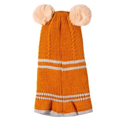 Winter Monkey Cap Woollen Hat Pom Pom Brown