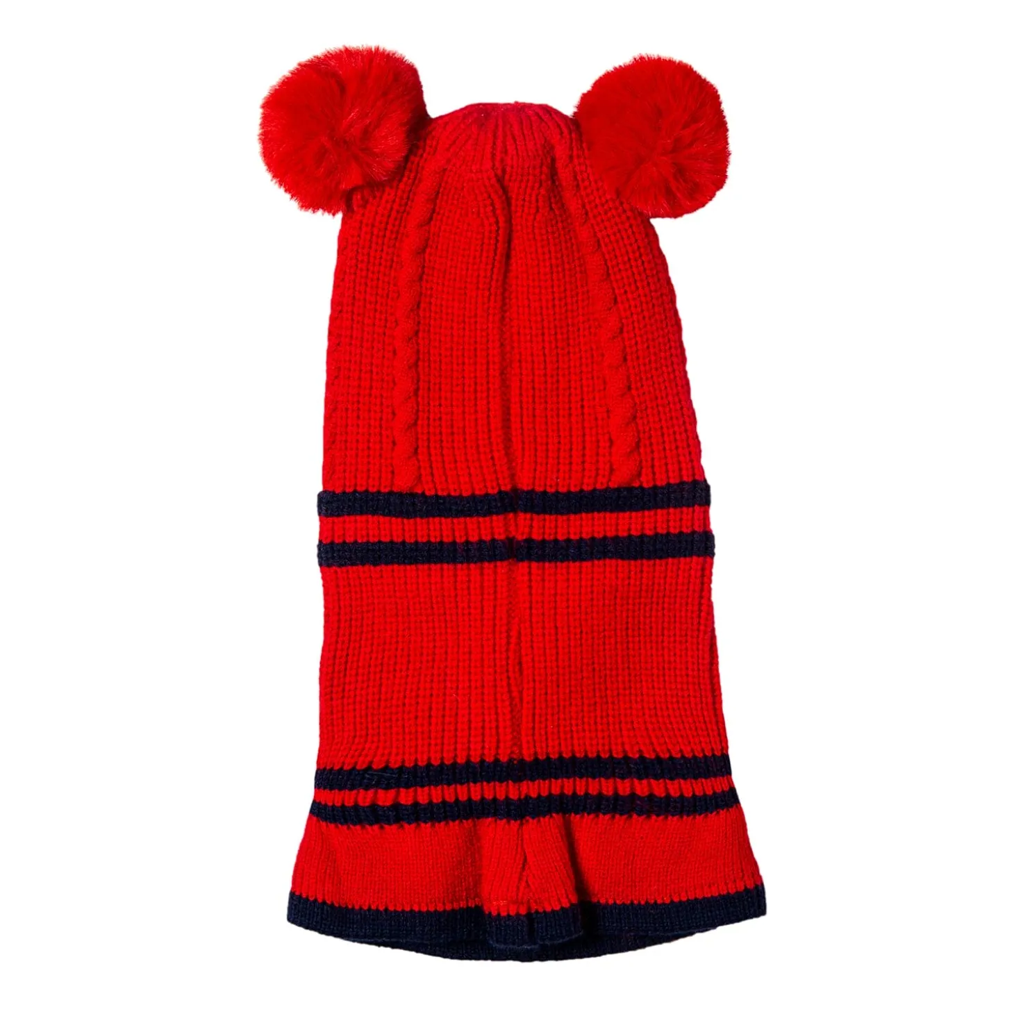 Winter Monkey Cap Woollen Hat Pom Pom Red