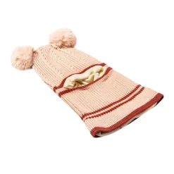 Winter Monkey Cap Woollen Hat Pom Pom Beige