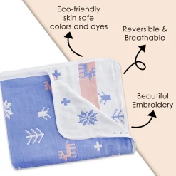 Winter Wonderland Dark Blue Embossed Baby XL Muslin Blanket