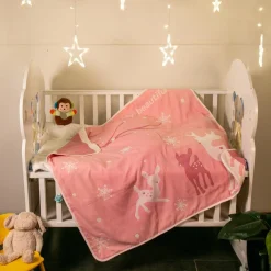 Winter Wonderland Pink Embossed Baby Large Muslin Blanket