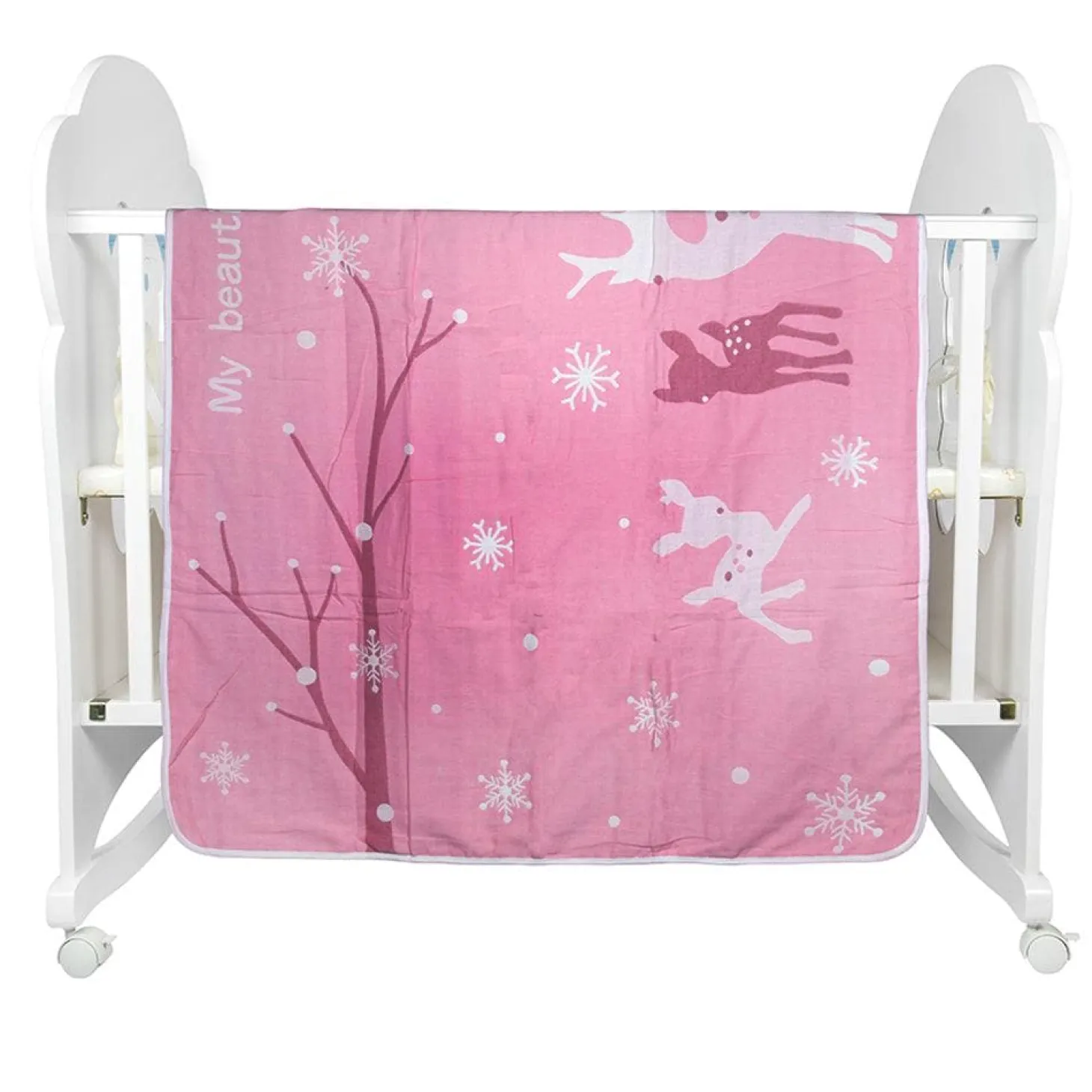 Winter Wonderland Pink Embossed Baby Large Muslin Blanket