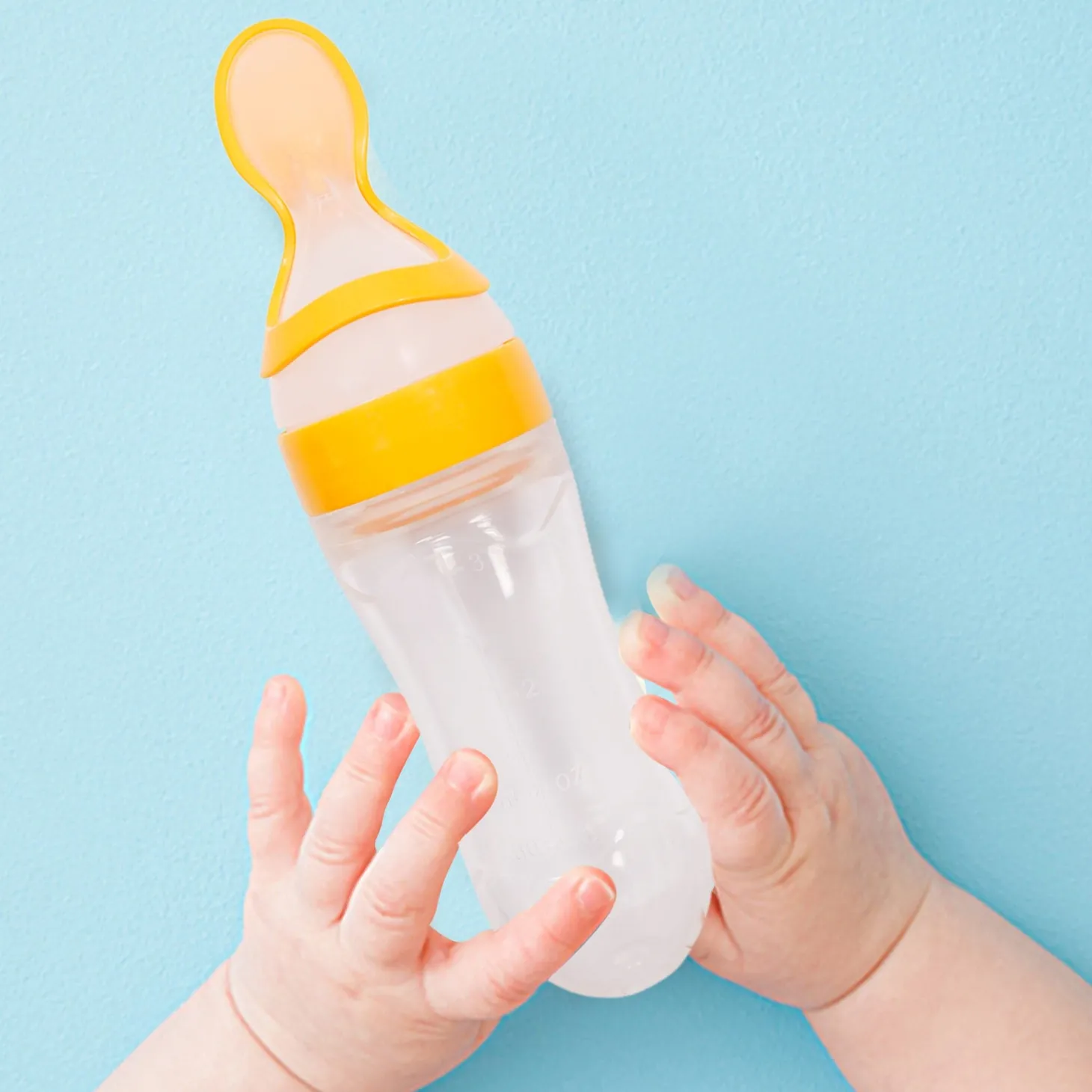 Yellow 90 Ml Squeeze Bottle Feeder With Dispensing Spoon