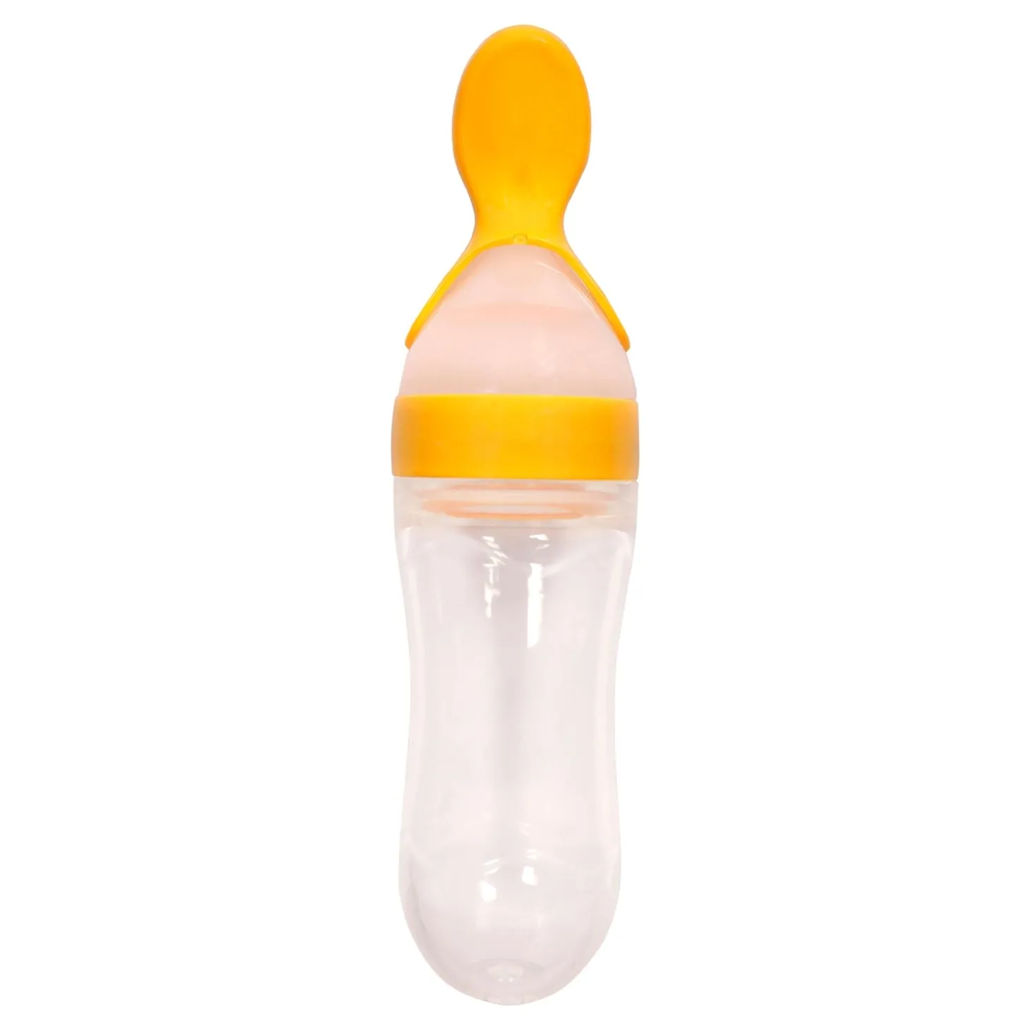 Yellow 90 Ml Squeeze Bottle Feeder With Dispensing Spoon