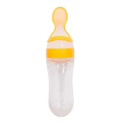 Yellow 90 Ml Squeeze Bottle Feeder With Dispensing Spoon