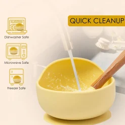 Yellow Silicon Bowl And Spoon Set