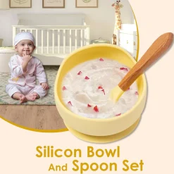 Yellow Silicon Bowl And Spoon Set
