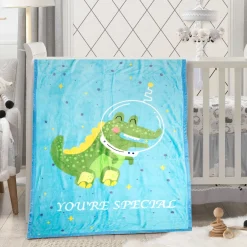 You Are Special Crocodile Blue Two-Ply Blanket